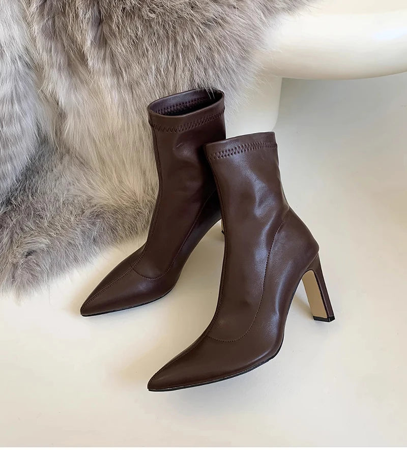 Bottines fines à talons hauts pour femmes, chaussures de style urbain pour dames, printemps automne