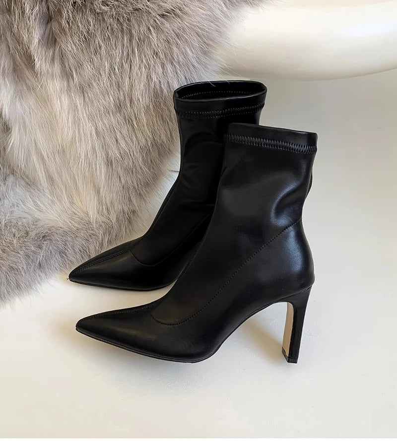 Bottines fines à talons hauts pour femmes, chaussures de style urbain pour dames, printemps automne