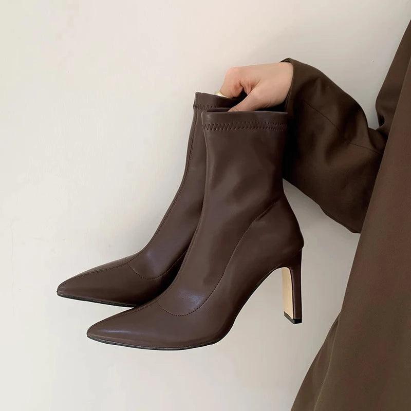 Bottines fines à talons hauts pour femmes, chaussures de style urbain pour dames, printemps automne