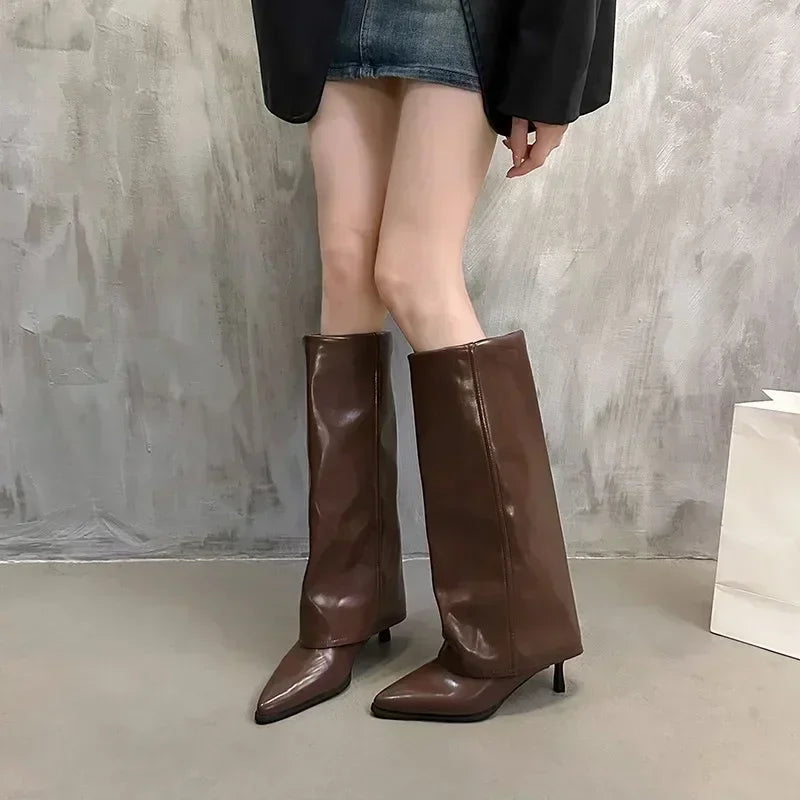 Bottes pointues à talon aiguille pour femmes, nouveau style de mode printemps et automne 2025